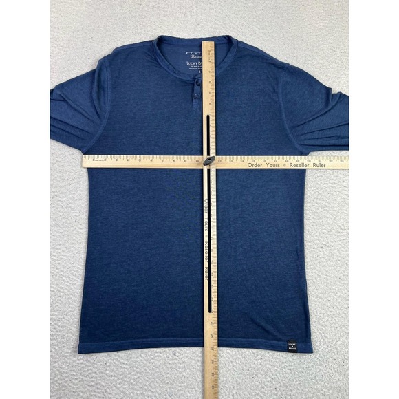 Lucky Brand Henley Shirt Mens Small Blue Venice Burnout Soft Long Sleeve Tee - Picture 7 of 8